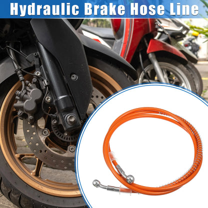 Hydraulic Brake Hose Line Pipeline 180cm 10mm 0.39in Orange for Motorcycle