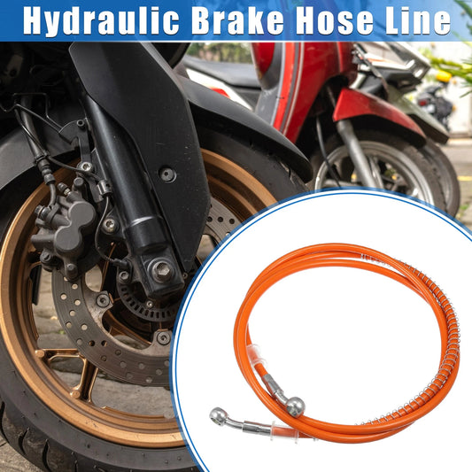 Hydraulic Brake Hose Line Pipeline 180cm 10mm 0.39in Orange for Motorcycle