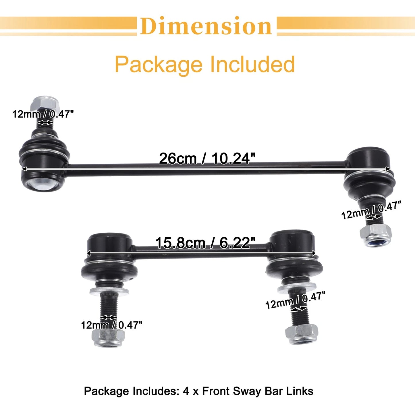 4 x Front Rear Stabilizer Sway Bar Links for Ford Edge (2007-2014)