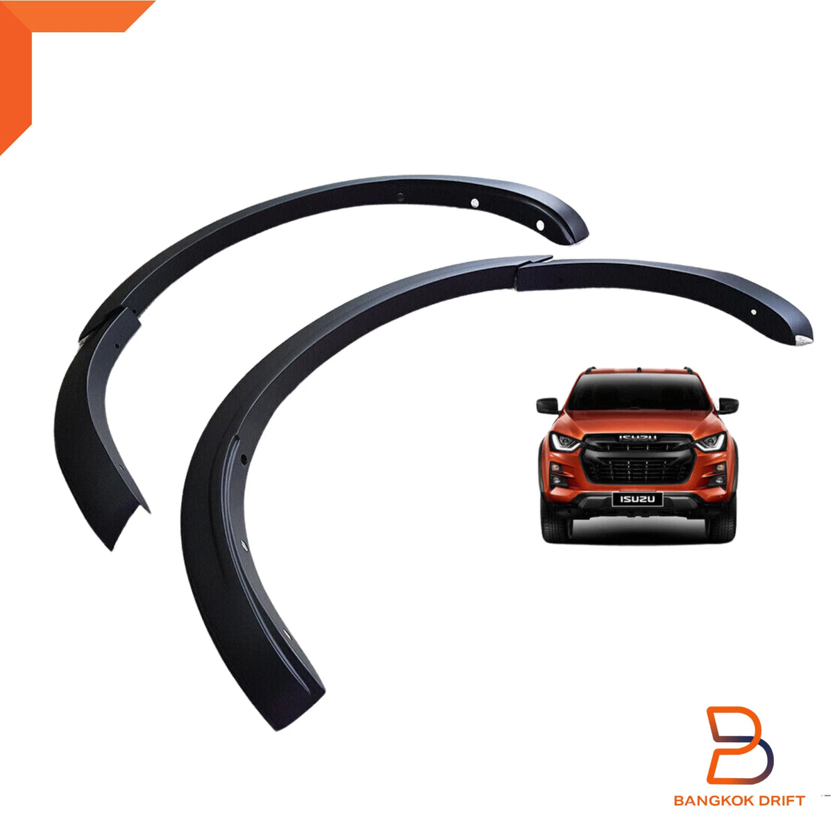 Front Slim Matte Black Fender Flare Arch for Isuzu D-Max Ute (2020-2023)