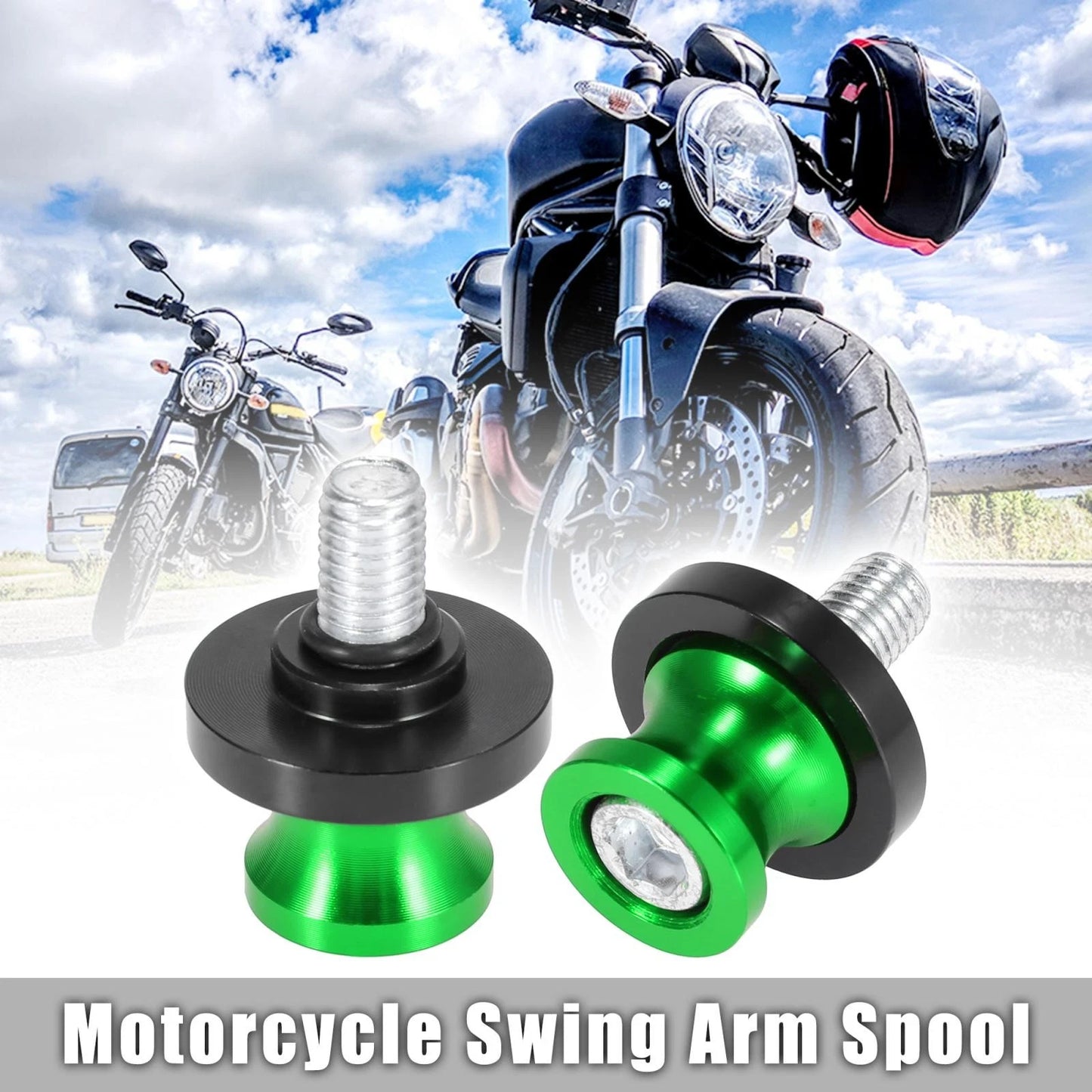 2 x 10mm M10x1.5 Green Swingarm Spools Sliders Stand for Kawasaki