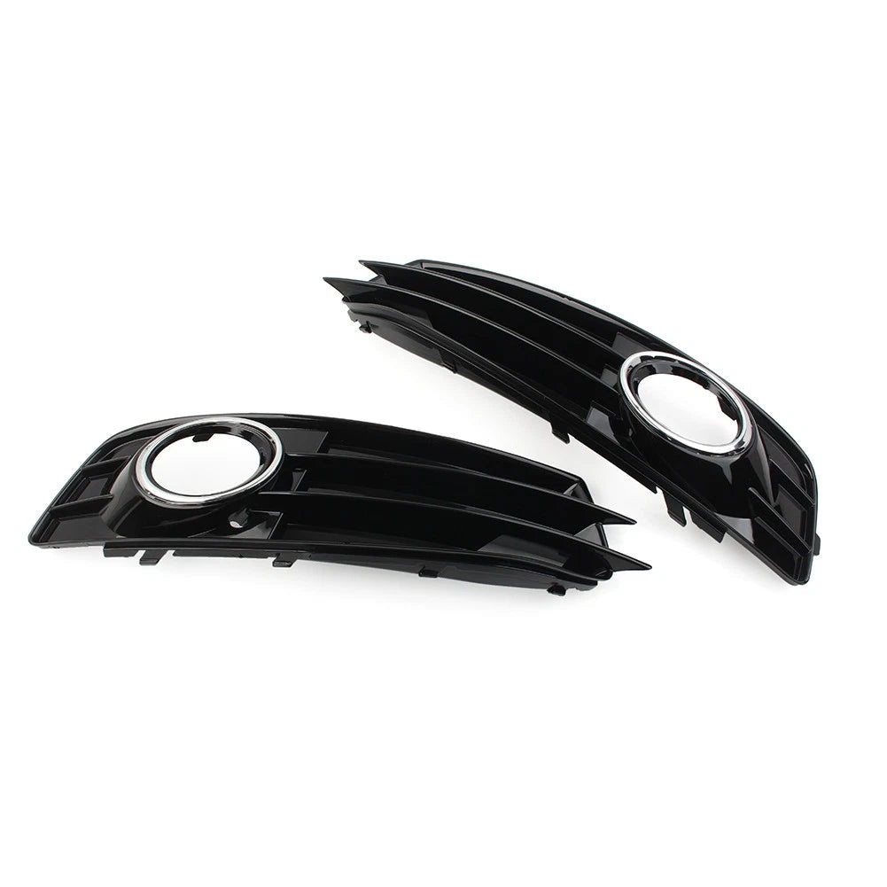 Front Bumper Fog Light Grille Covers with Chrome Ring for Audi A3 (09-12)