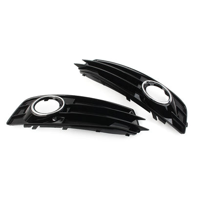 Front Bumper Fog Light Grille Covers with Chrome Ring for Audi A3 (09-12)