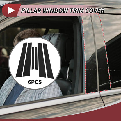 6 Pcs Black Door Pillar Window Trim for Nissan Maxima (2004-2008)
