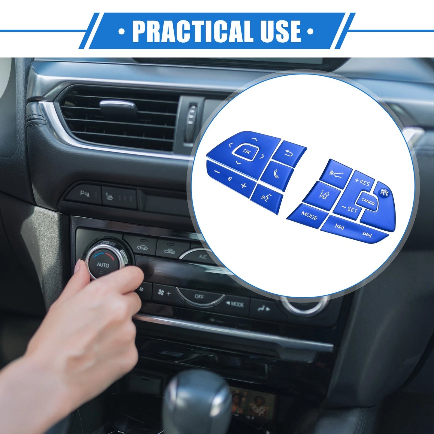 13 x Steering Wheel Switch Button Covers for Toyota Highlander (2020-2022)