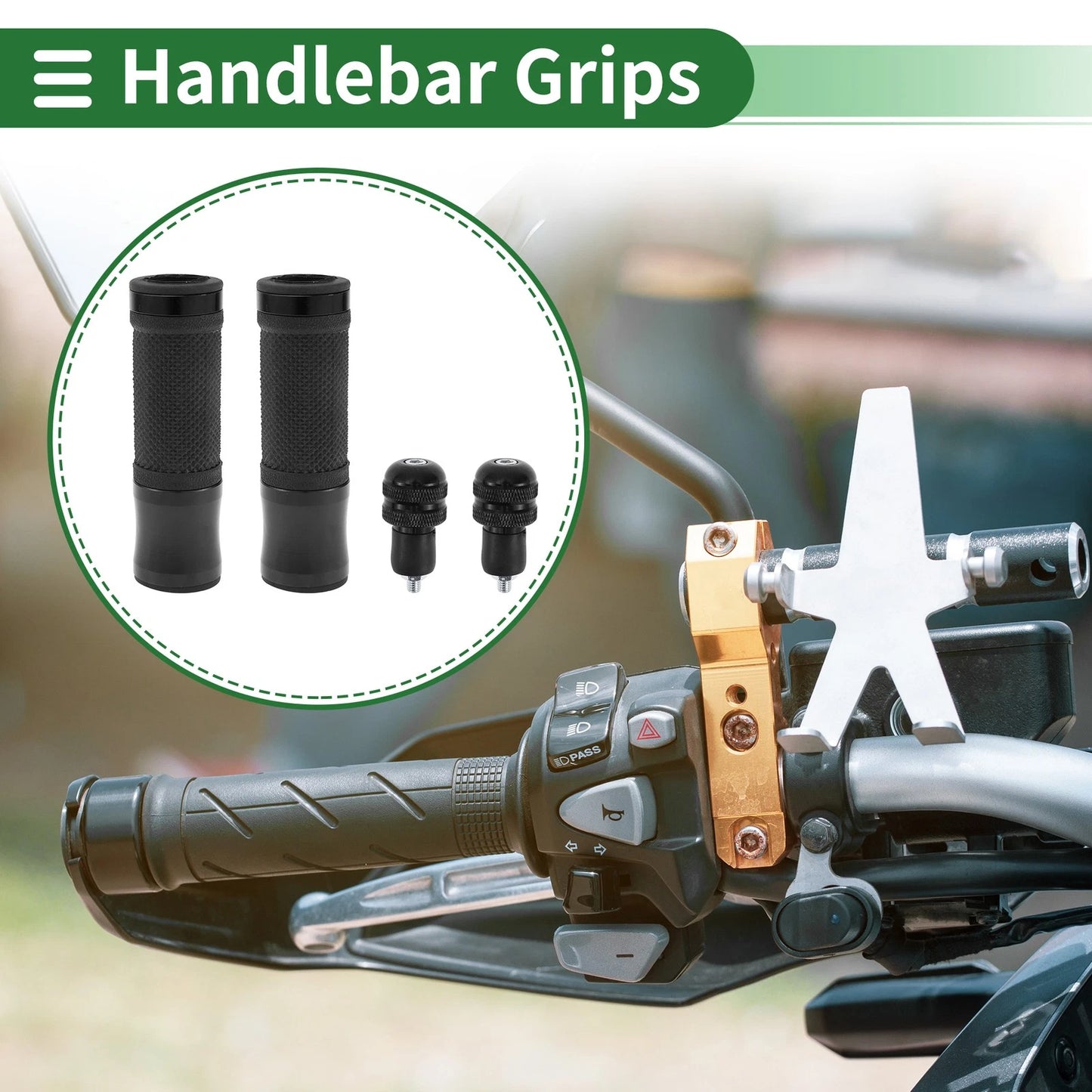 7/8" 22mm Motorcycle Hand Grips Cover Kit Handlebar Grip Rubber Black