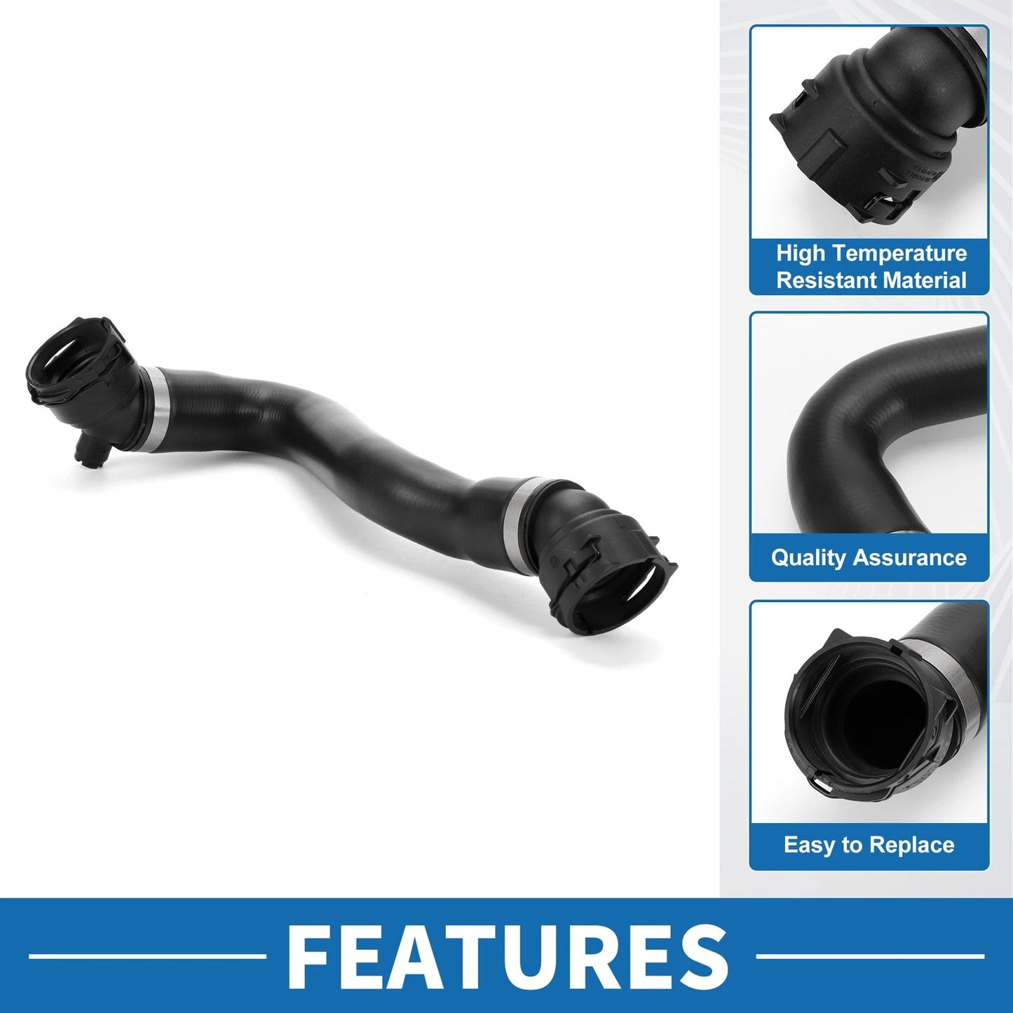 Radiator Hose 1Pc Rubber Black for BMW F26 X4 XDrive28i (2015-2018)