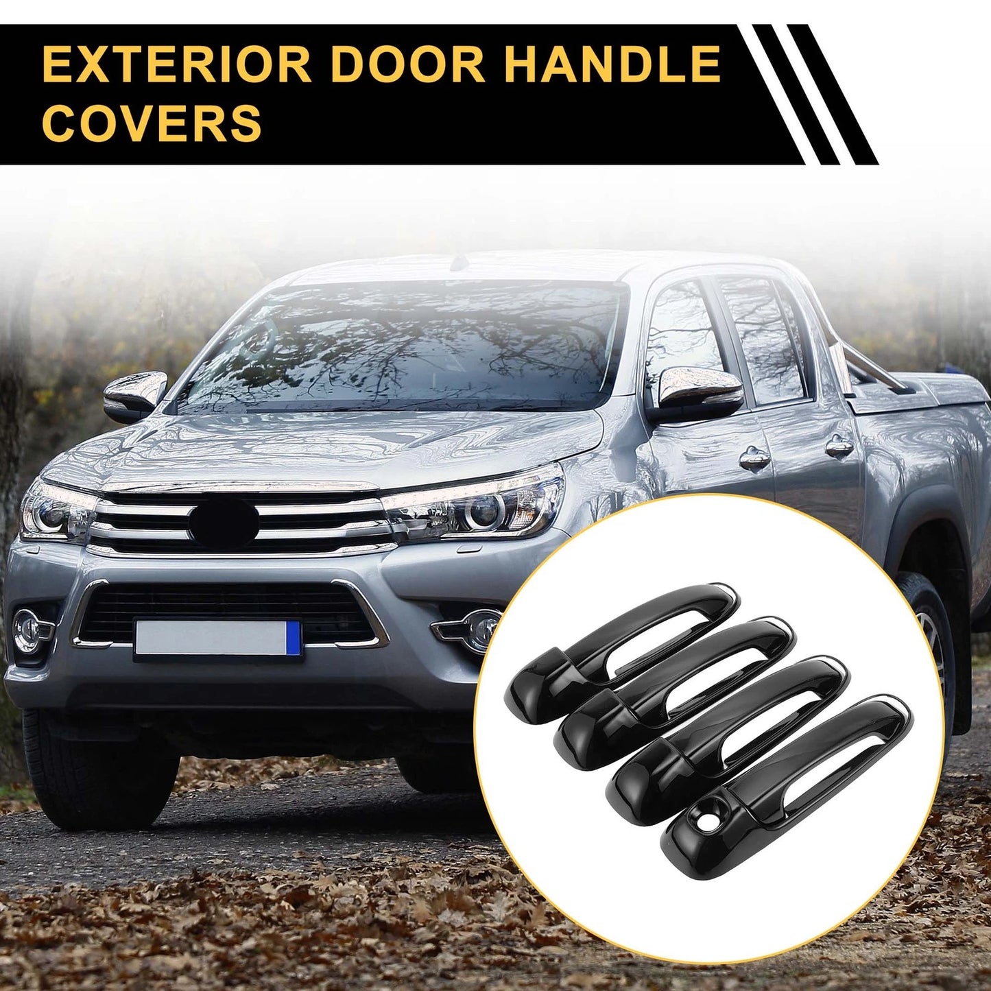 Set Car Door Handle Protector for Dodge Ram 1500 (2002-2008) Glossy Black