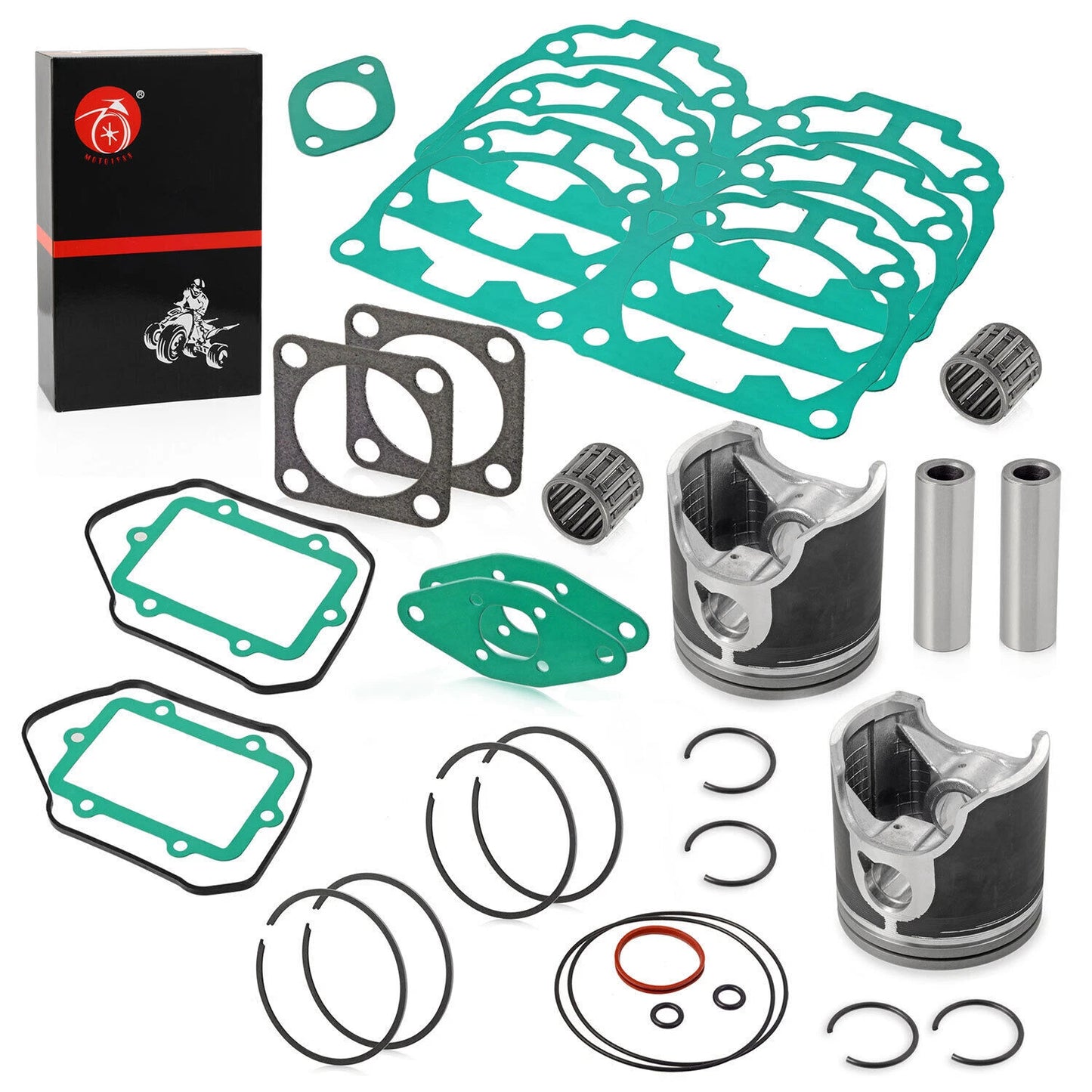 Top End Rebuild Kit Pistons Ring Bearing Gasket for Ski-Doo MXZ (2003–2007)