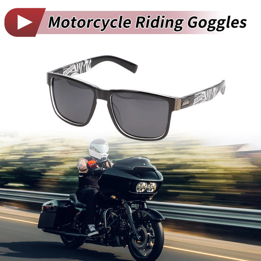 Goggles Motorcycle Riding Gray Lens Black White Frame Triacetyl Cellulose