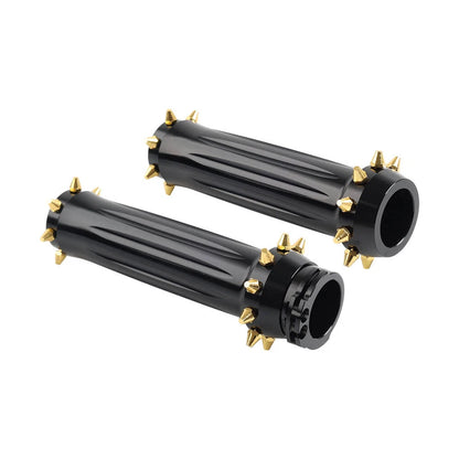 1'' Spikes Hand Grips for Harley Touring Dyna Softail  - Gold/Black