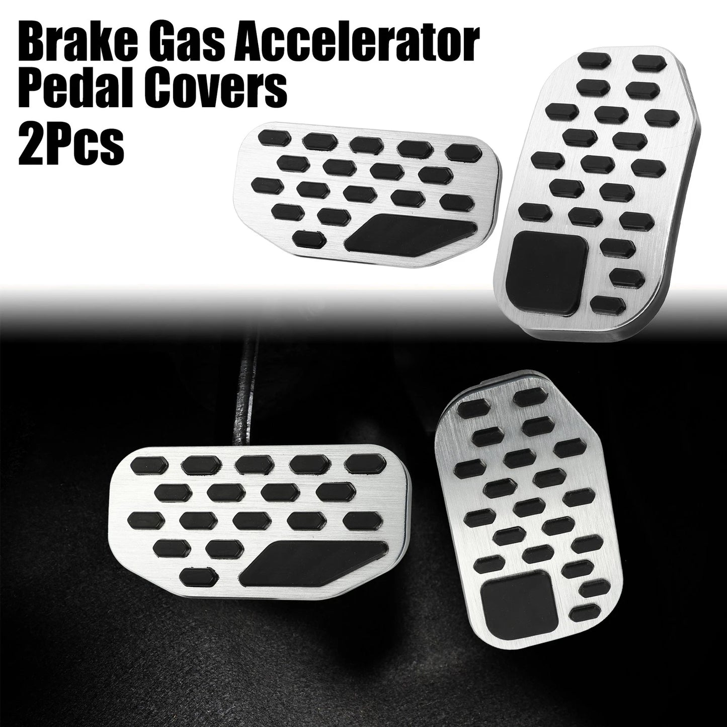 Car Brake Gas Accelerator Pedal Covers for Ford F150 (2022) Silver Tone