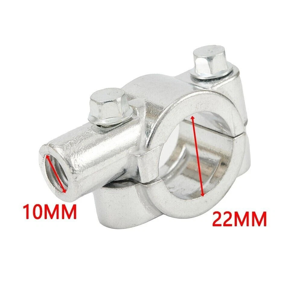 7/8" 10mm Silver Motorcycle Handle Bar Mirror Mount Holder Clamp