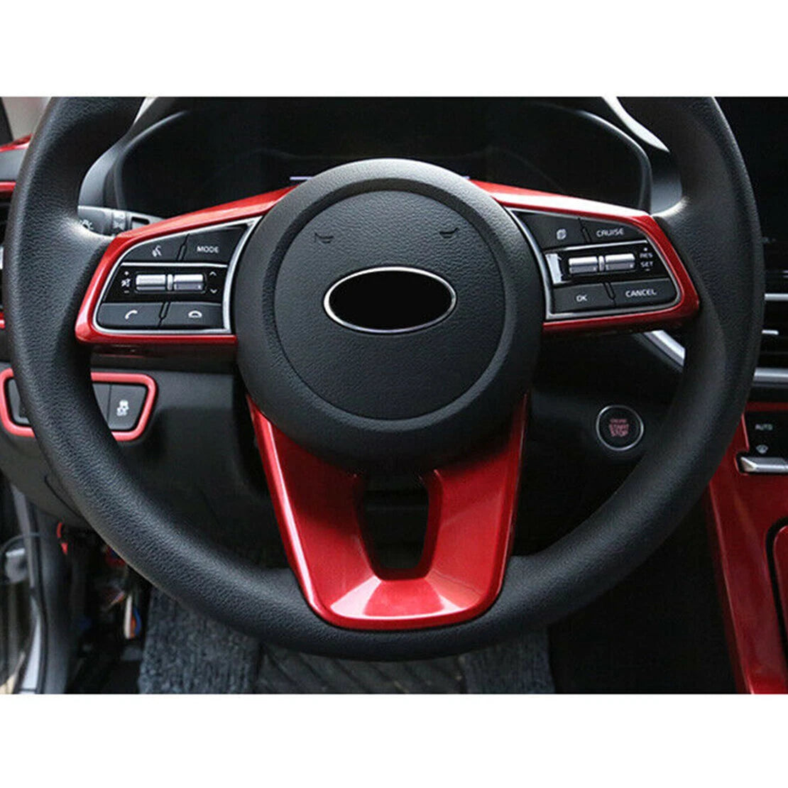 Steering Wheel Button Trim Covers for Kia Forte K3 (2019-2022) Red ABS