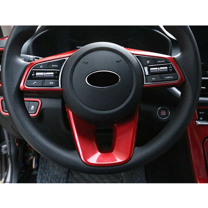 Steering Wheel Button Trim Covers for Kia Forte K3 (2019-2022) Red ABS