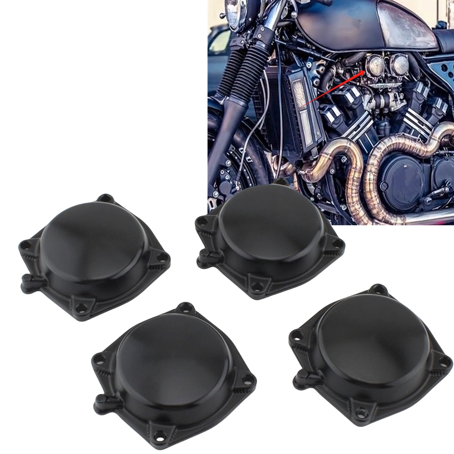 4 x Black Carburetor Diaphragm Caps for YAMAHA V-Max 1200 (1994-2007)