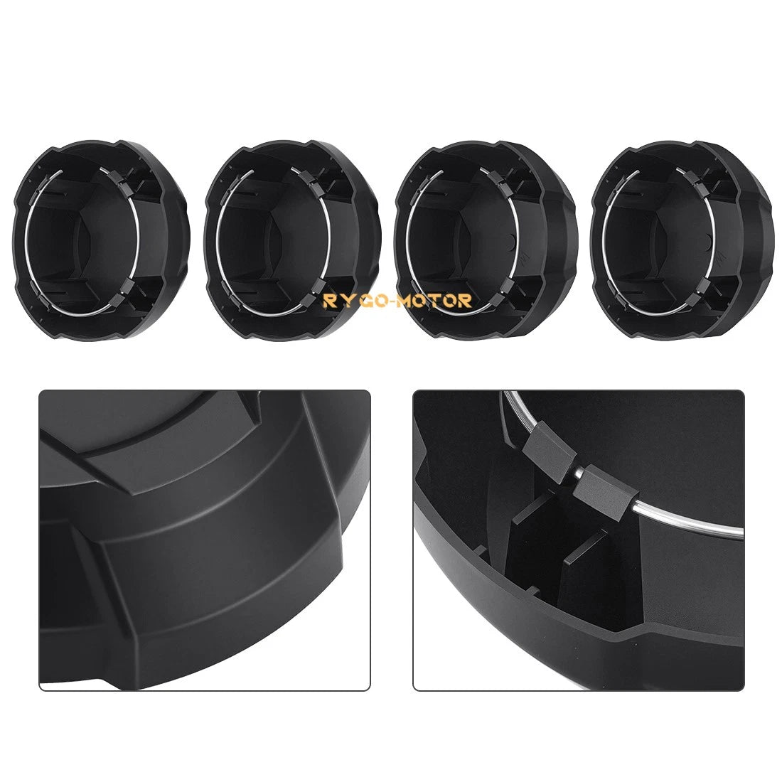 4Pcs Front & Rear Matte Black Rim Caps for Polaris Ranger SP 570 (2022–2024)