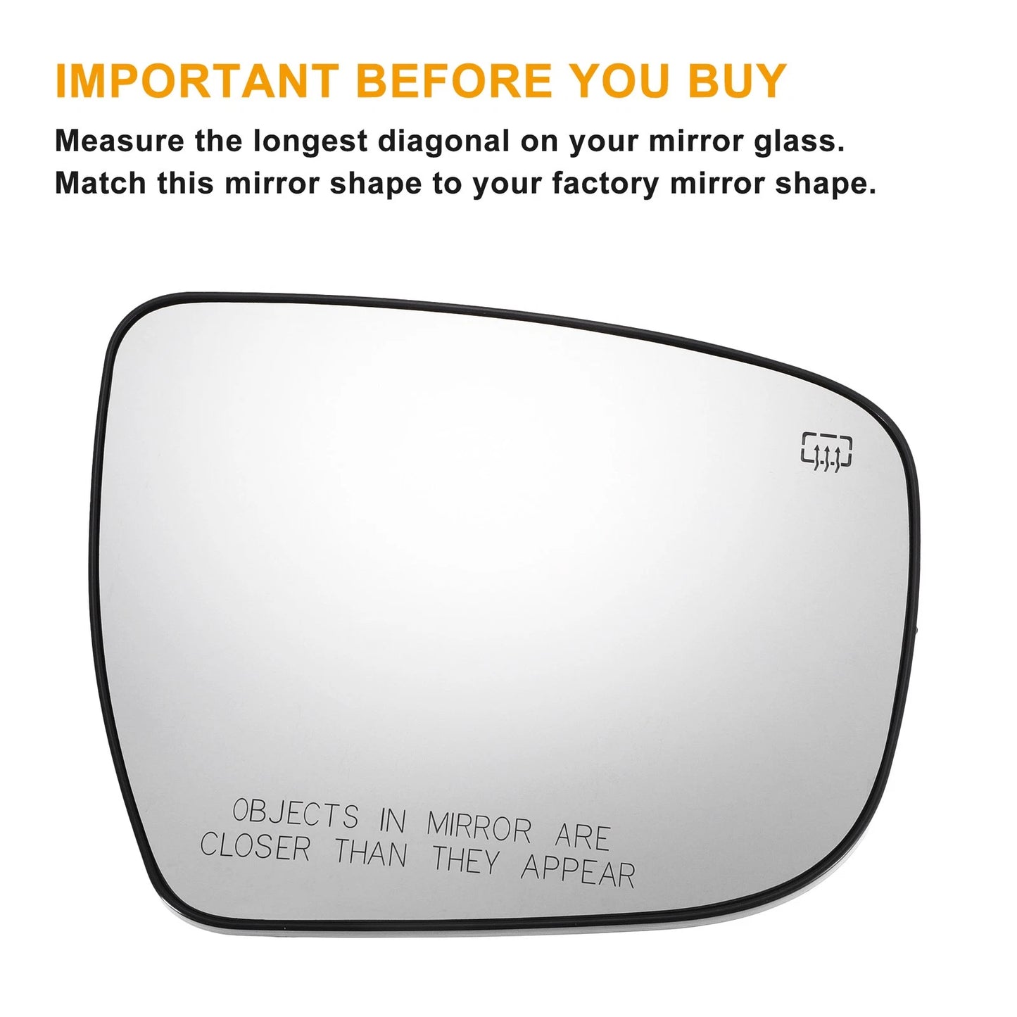 Right Side Heated White Mirror Glass for Nissan Rogue, Pathfinder (2008-2023)