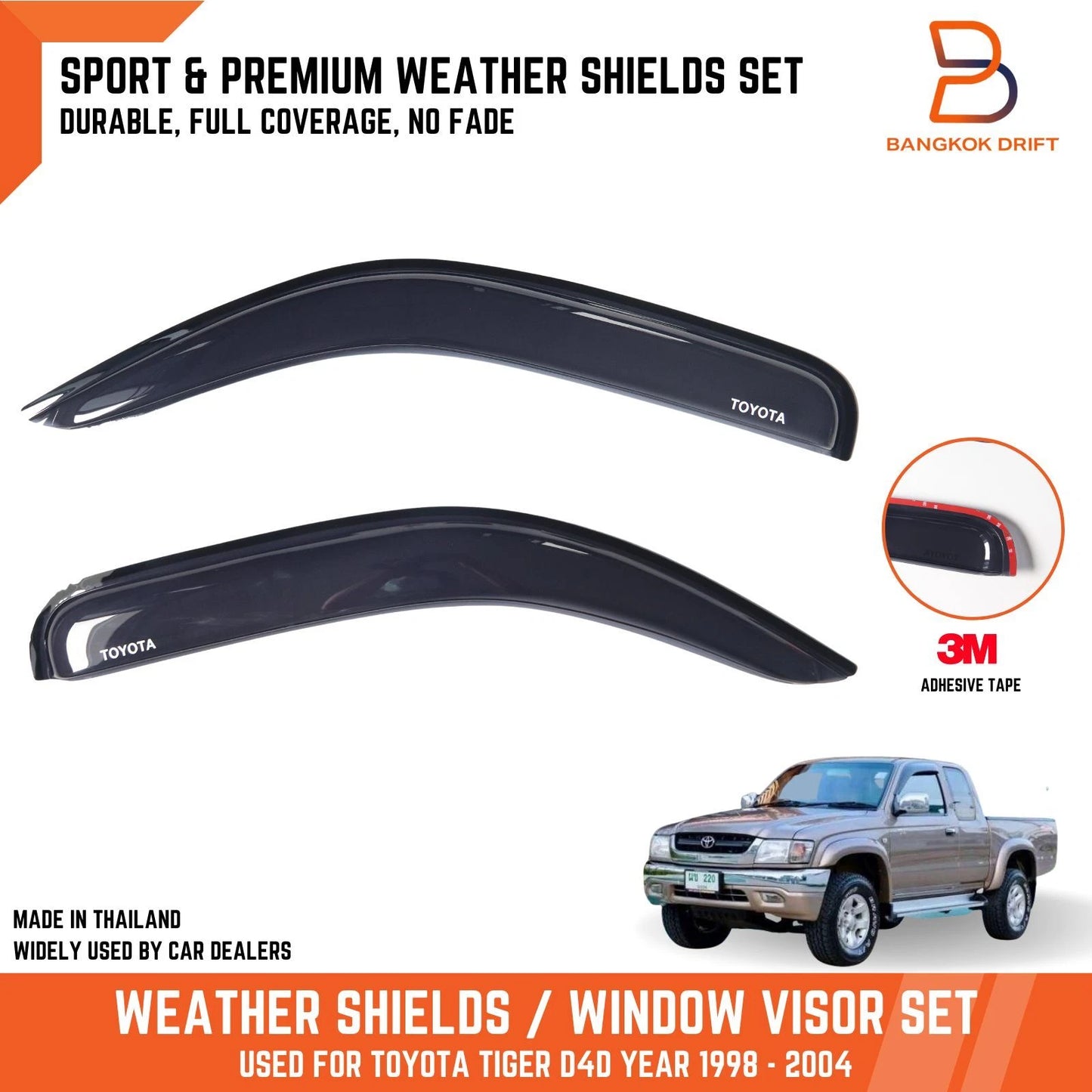 Weathershields Window Visors for Toyota Hilux Single Cab Ute (1997-2005)