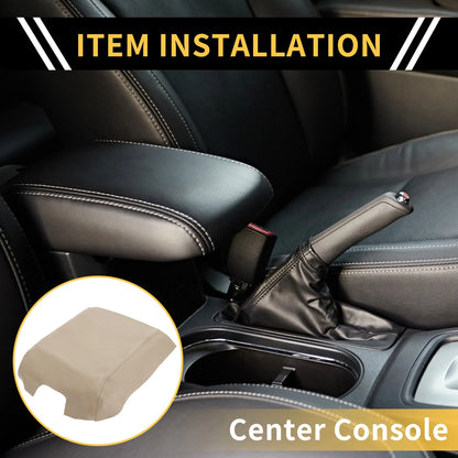 Console Lid Armrest Cover for Ford F-150 (2015-2020) - Beige Microfiber Leather