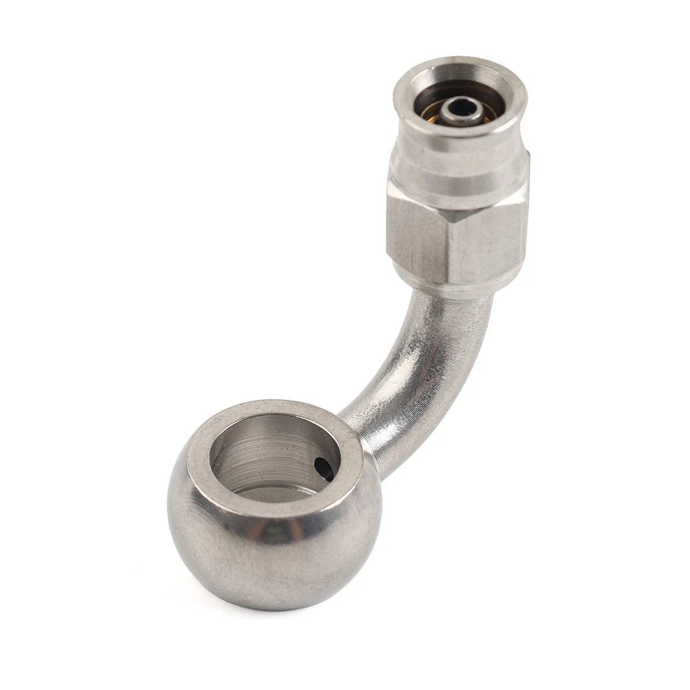 Stainless Steel 10.2mm 3/8" Eye Banjo Hose Ends AN-3 90° for Motorcycle