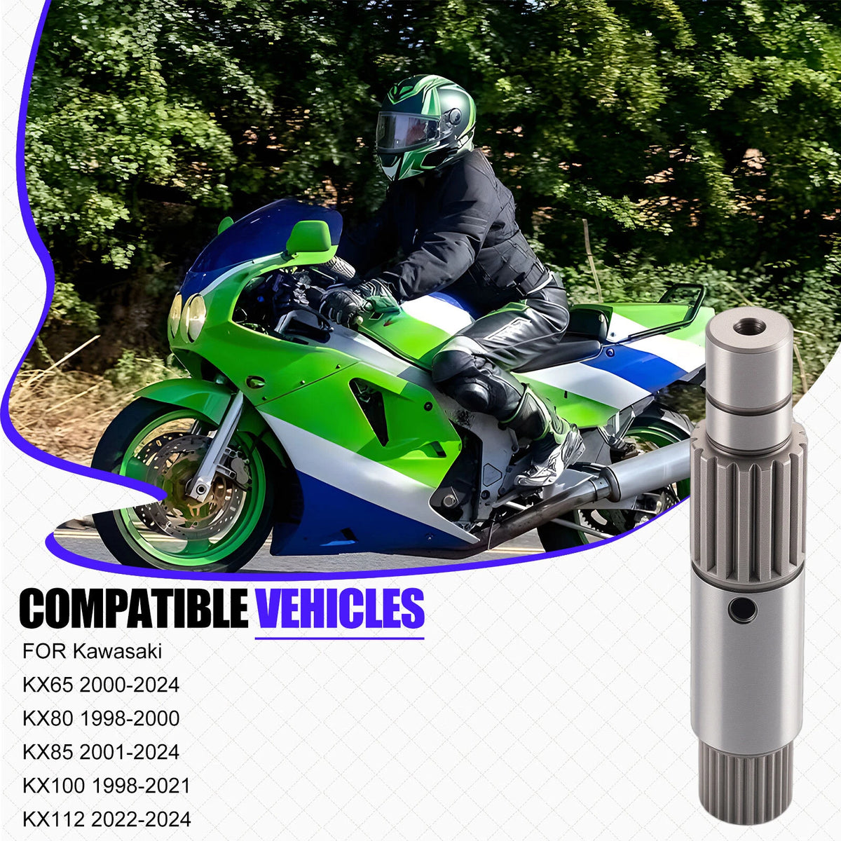 Kick start Shaft for Kawasaki KX 65 80 85 100 112 (1998–2024)