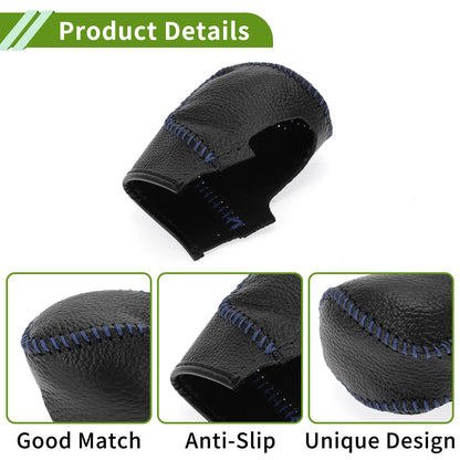 Pebbled Gear Shift Knob Cover Black Blue Faux Leather for Honda