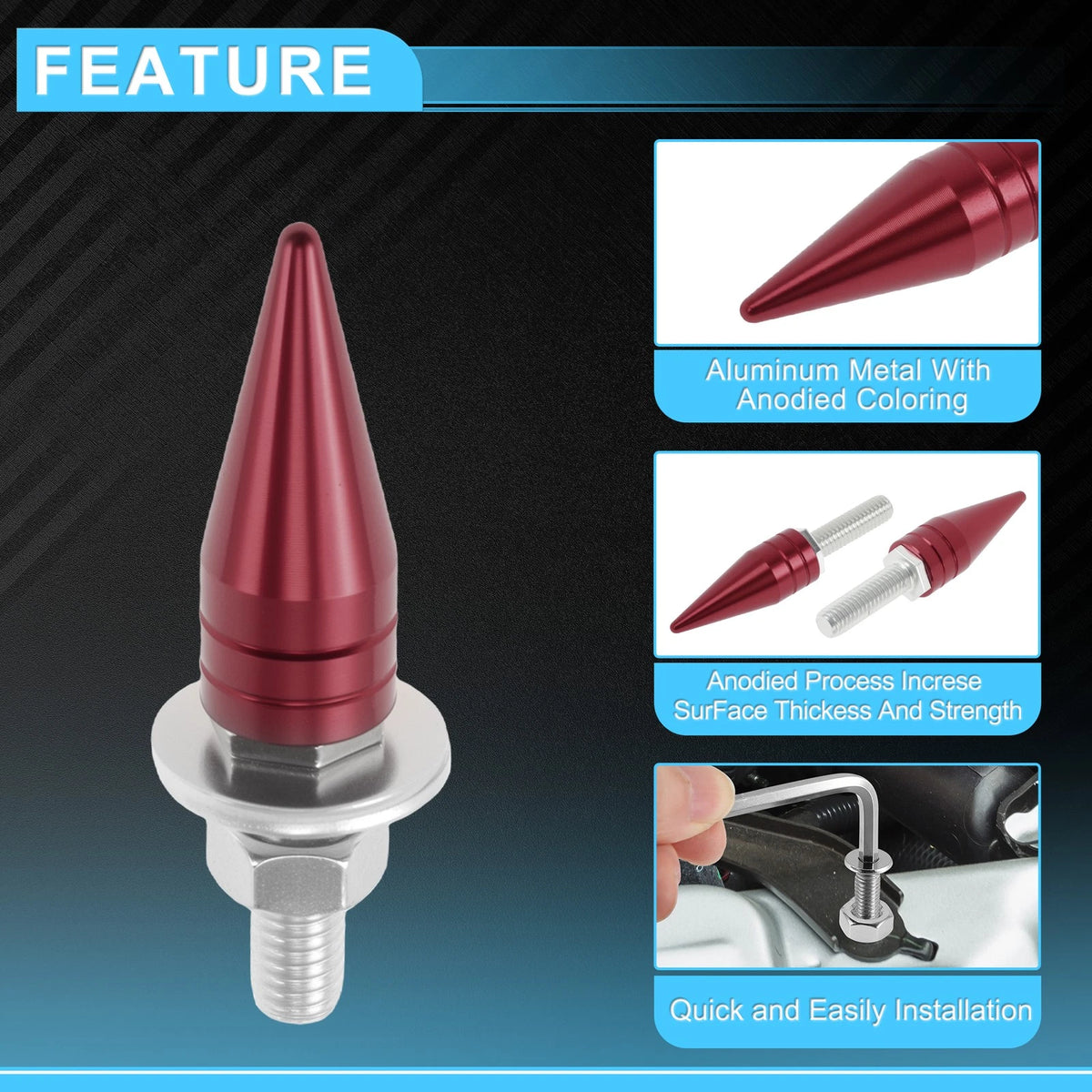 License Plate Screws Cover 5.4cm Red 4 x for Universal Motorcycle