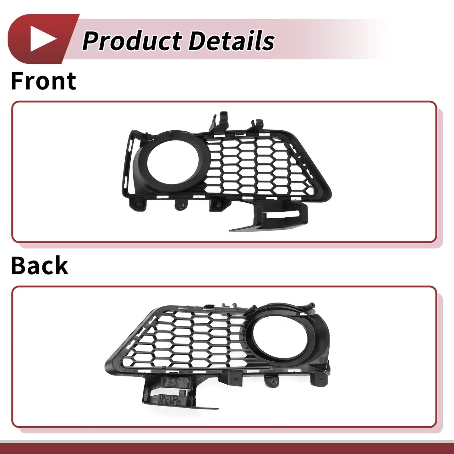 Front Right Fog Light Grill for BMW 3 Series (2012) - 1 x Black