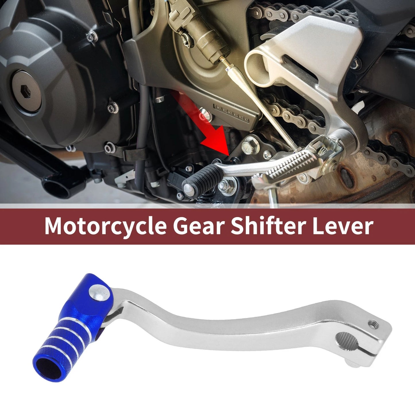 Folding Gear Shifter Lever for Kayo T6 Silver Tone Blue
