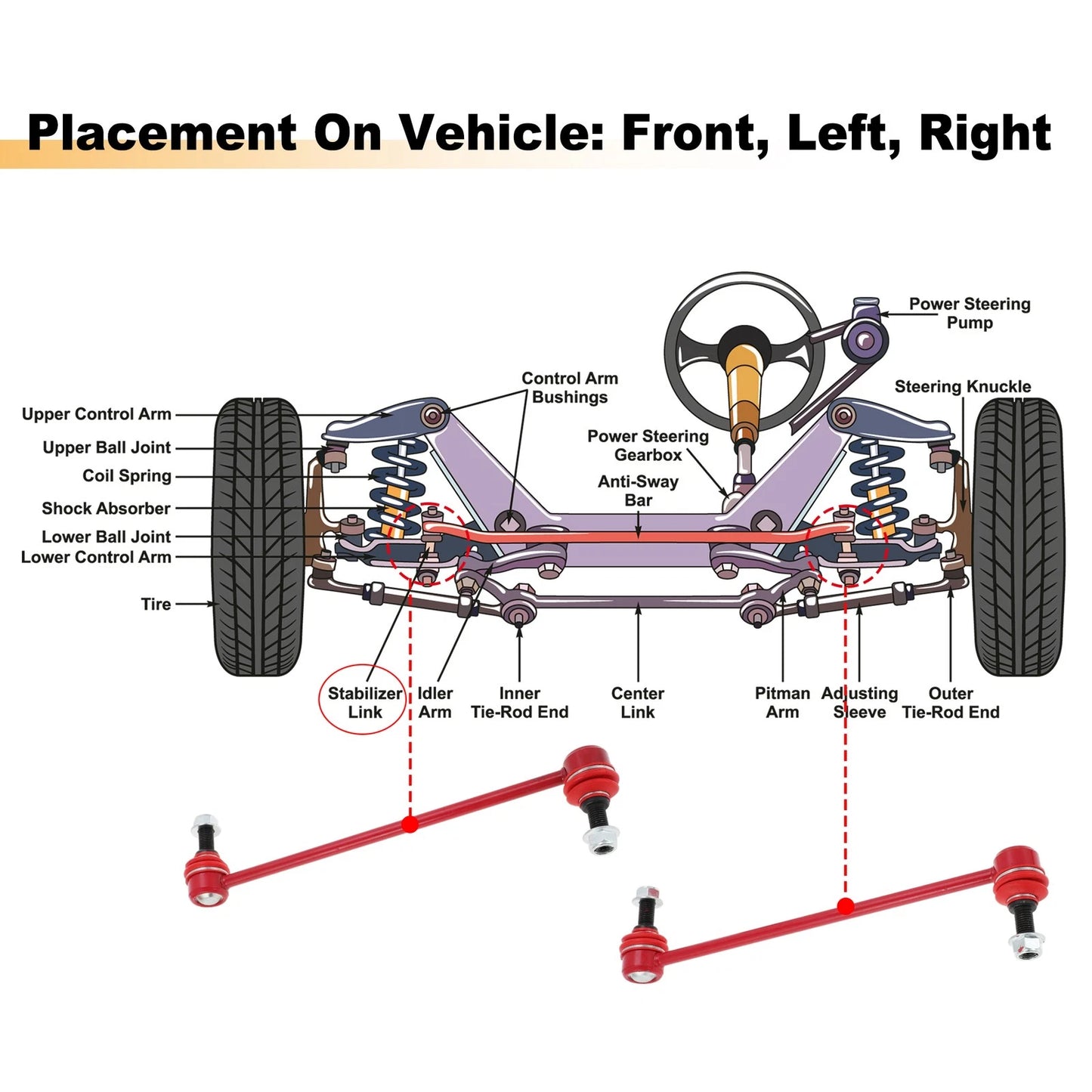 Front Sway Bar Links for Chevrolet Impala Malibu and Cadillac XTS