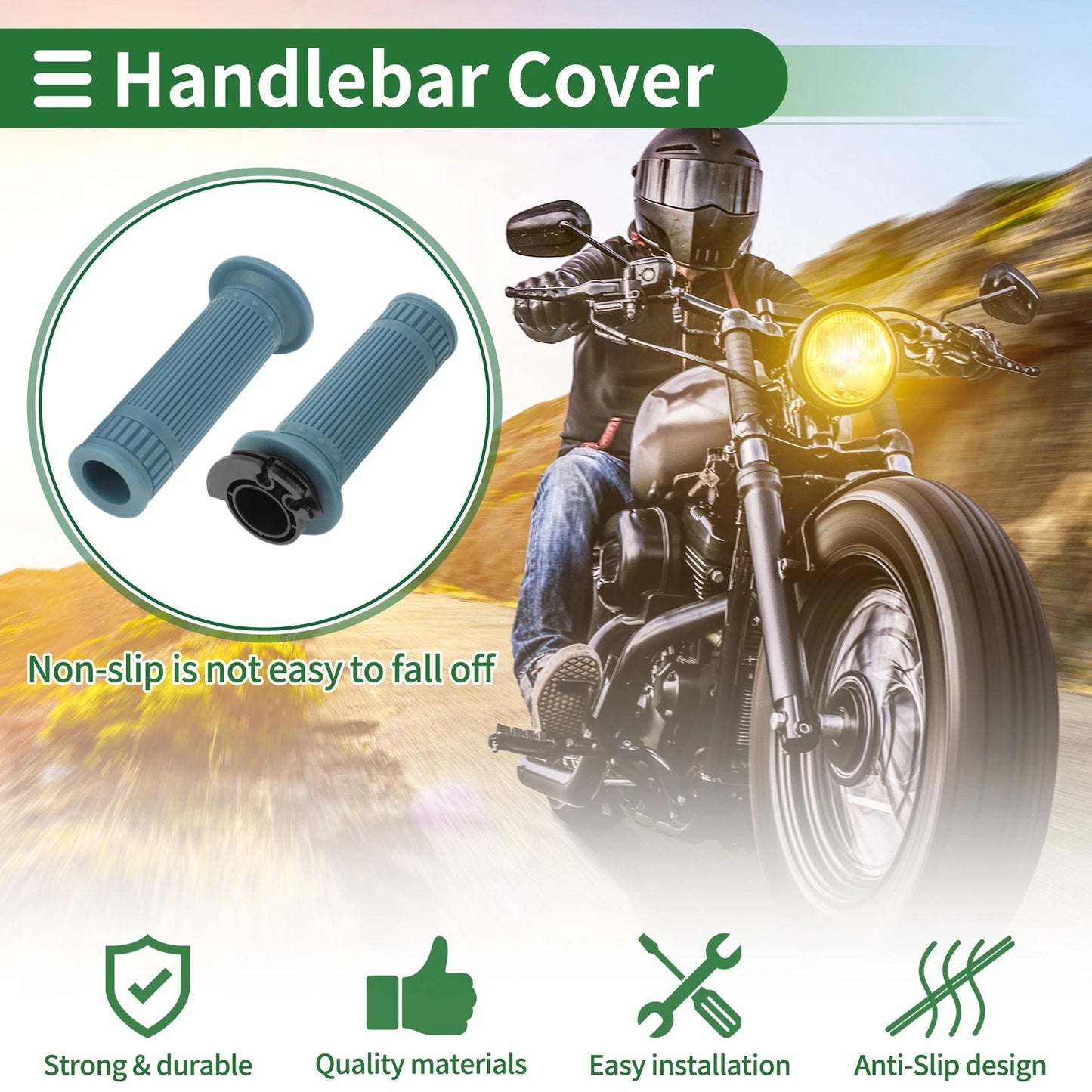 Grips / 7/8" 22mm Motorcycle Hand Grips TPU Gray Blue Stripe for Motorcycle