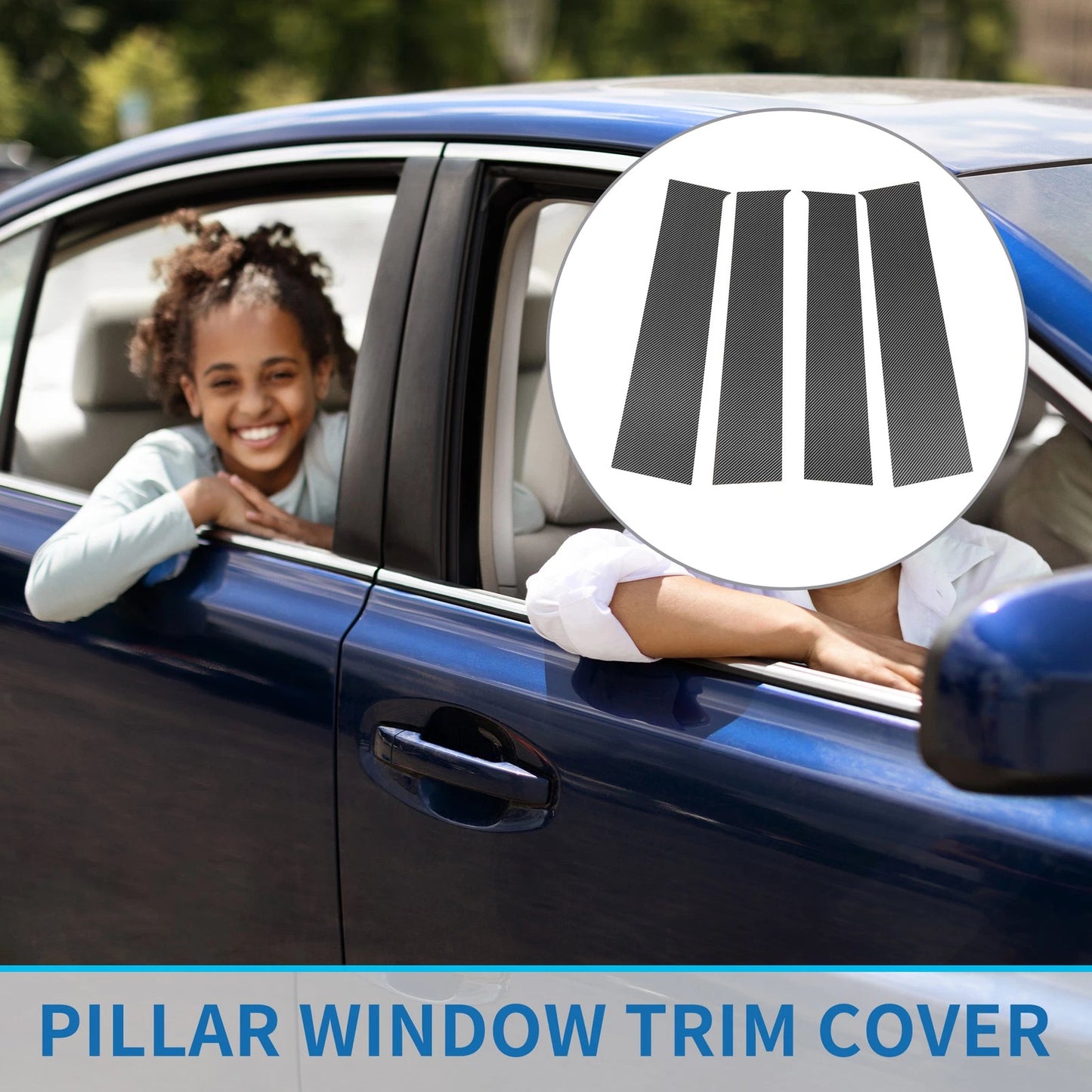 4 Pcs Door Pillar Window Trim for Toyota Tundra (2022-2023) Carbon Fiber Black