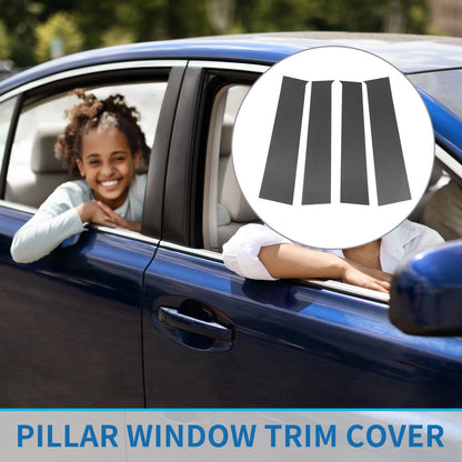 4 Pcs Door Pillar Window Trim for Toyota Tundra (2022-2023) Carbon Fiber Black