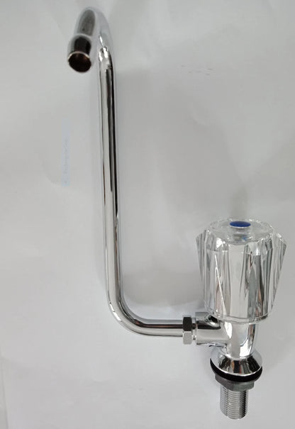 Single Tap Faucet Right Hand Blue Cold 360° Fold Down Chrome Plated Brass