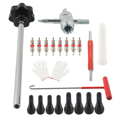 Tire Valve Core Tool Kit - Quick Change with Black Handle for Cars