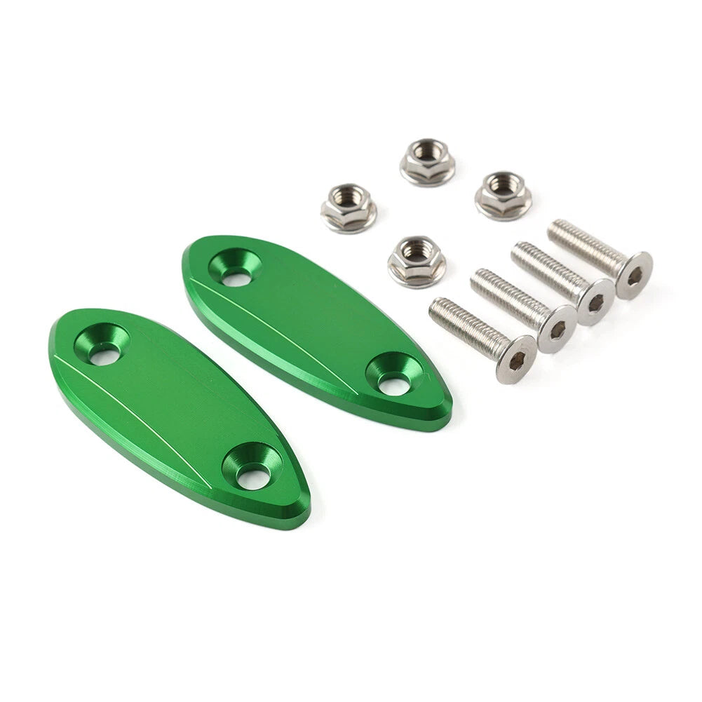 Green Motorcycle Mirror Block Off Base Plates for Kawasaki ZX6R (2009-2012)