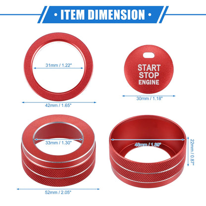 4 x Car AC Climate Control Knob Rings for Toyota RAV4 (2019-2023) Durable Red