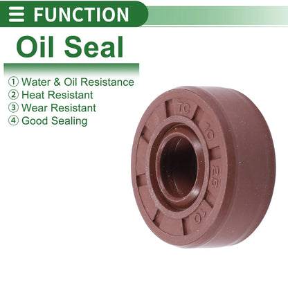 Oil Seal 10x25x10mm Brown 5 Pcs