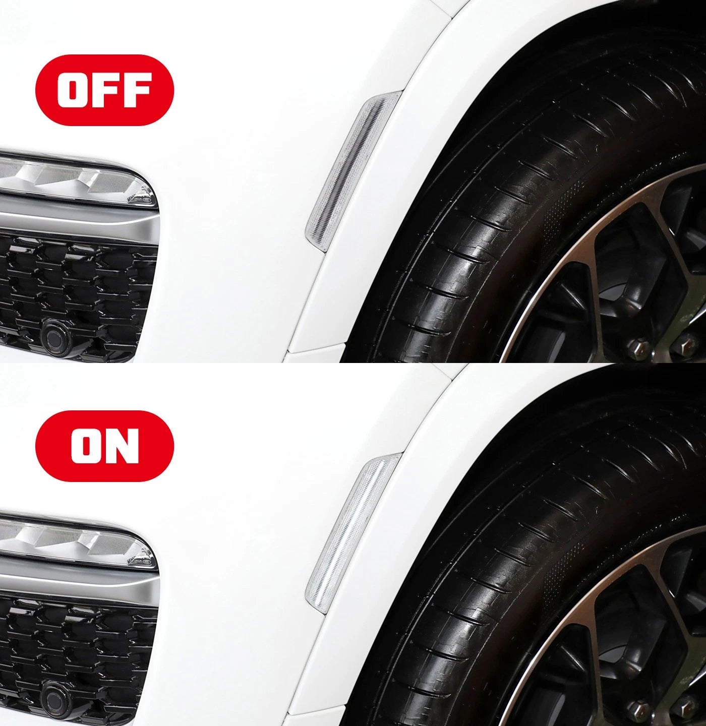 Pair Clear White Front Bumper Side Marker Light for Dodge Durango (2021–2025)