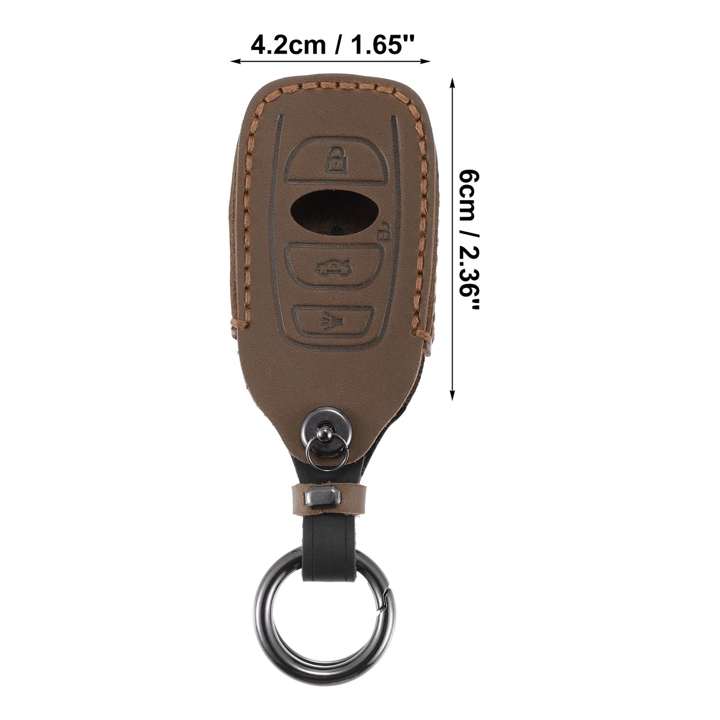 4 x Button Key Fob Cover Case Faux Leather Brown for Subaru Ascent (2019-2023)