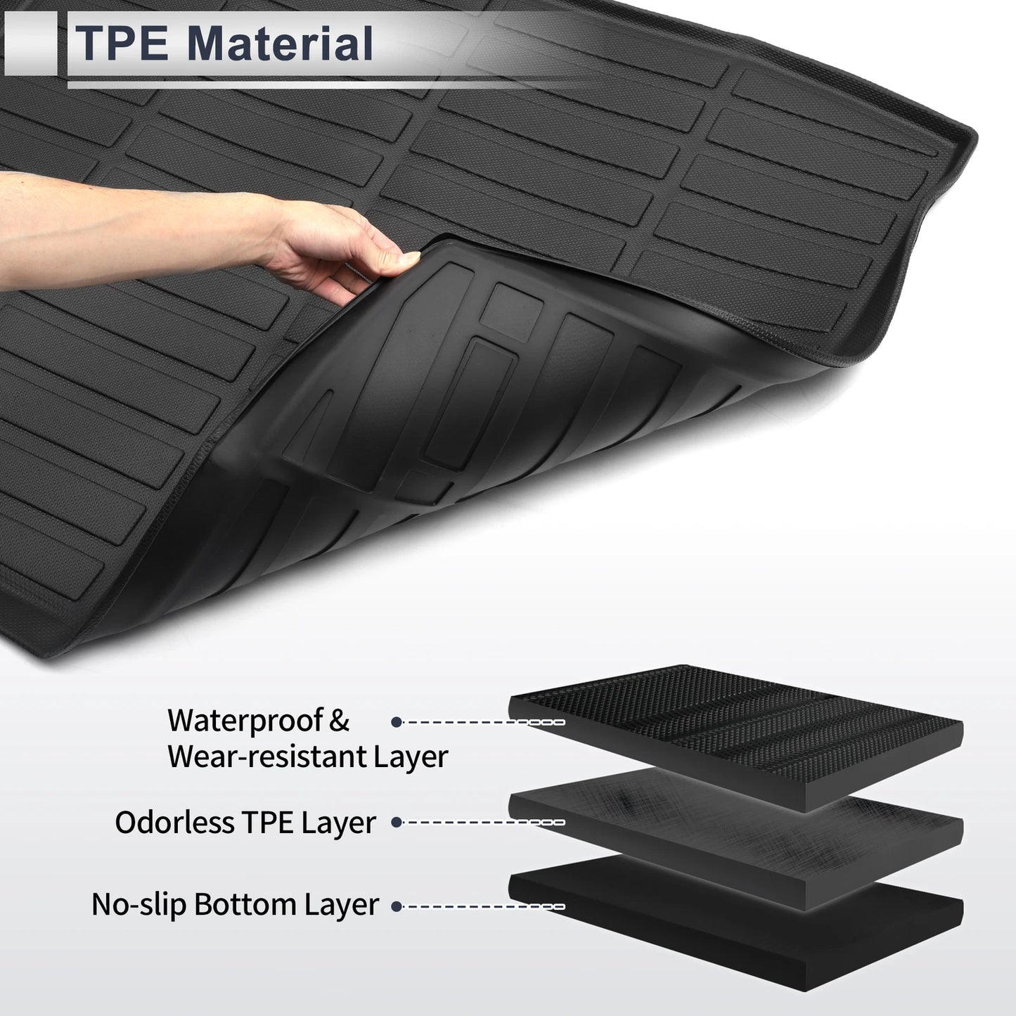 Cargo Liner Rear Trunk Mat Grid Pattern TPE for Chevrolet Suburban (2015-2020)