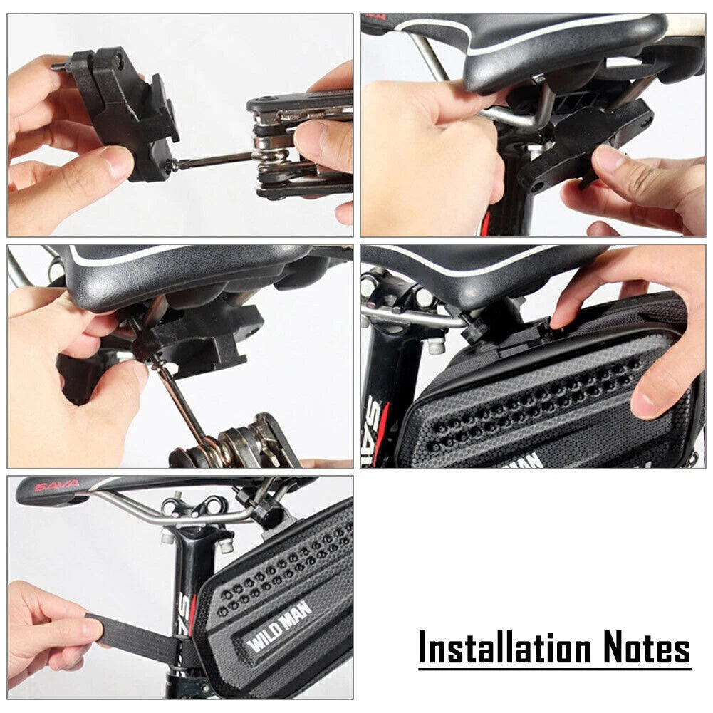 Hard Shell Waterproof Saddle Bag for WILDMAN MTB Bicycle (Fits Most Models)