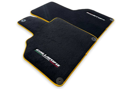Floor Mats for Lamborghini Gallardo Black Tailored Carpets with Yellow Trim