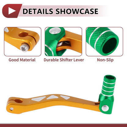 Folding Motorcycle Gear Shifter Lever Gold Tone and Green for Yamaha TTR 50cc