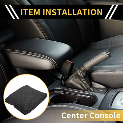 Armrest Cover for Dodge Ram Microfiber Leather Square Pattern Black