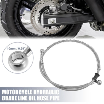 Brake Line 10mm Motorcycle Hydraulic Oil Hose Stainless Steel Silver Tone