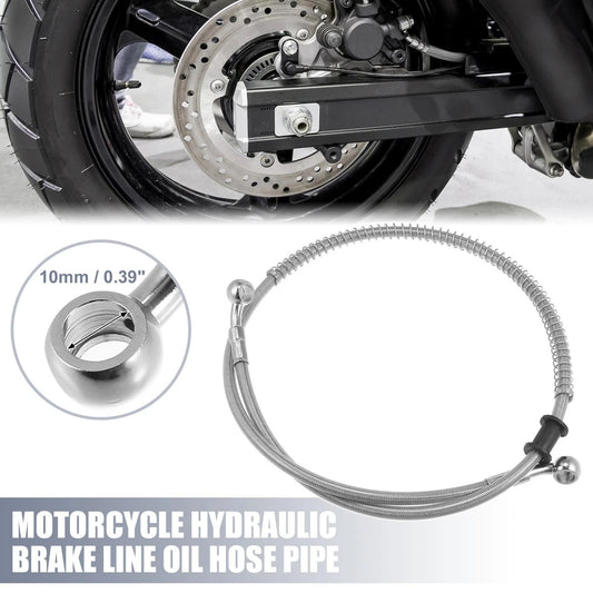 Brake Line 10mm Motorcycle Hydraulic Oil Hose Stainless Steel Silver Tone