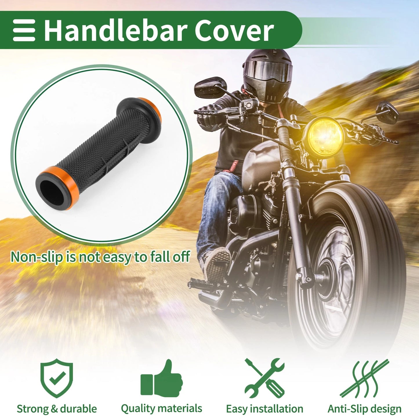 Grips / 7/8in 22mm / Hand Grips Gold Tone Line Pattern for Motorcycle