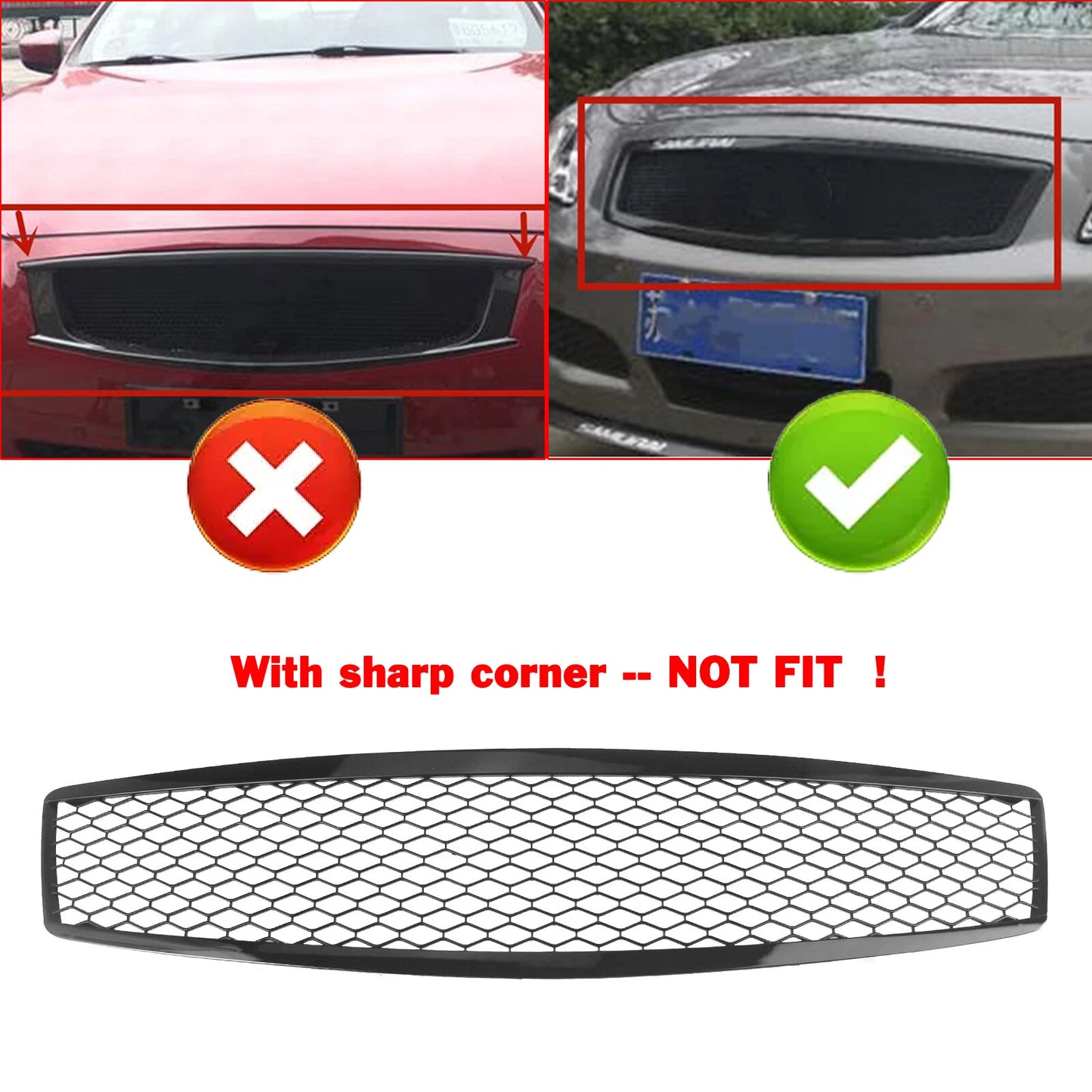 1x Front Grille Mesh for Infiniti G35 G37 (2007-2009) Gloss Black